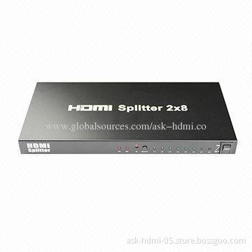 HDMI Splitter and Switcher 2X8, Supports IR Remote Control, Signal Re-timing